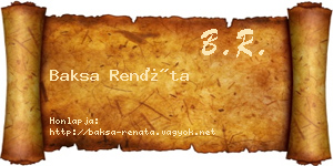 Baksa Renáta névjegykártya